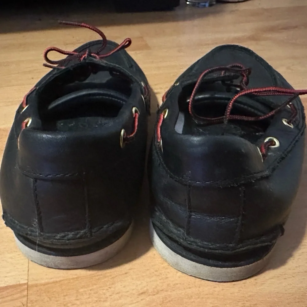 Timberland Men’s Classic Boat Shoes Black Leather 12M Non-Marking Sole Loafers